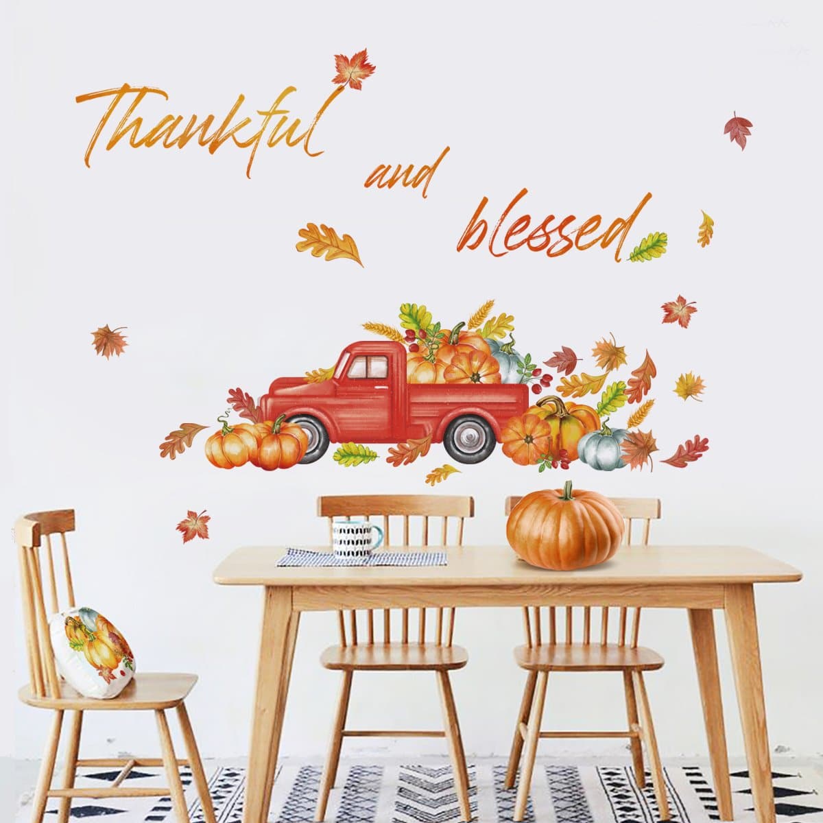 Maple Leaves Pumpkin Wall Decals