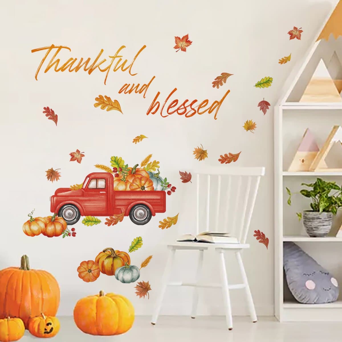 Maple Leaves Pumpkin Wall Decals