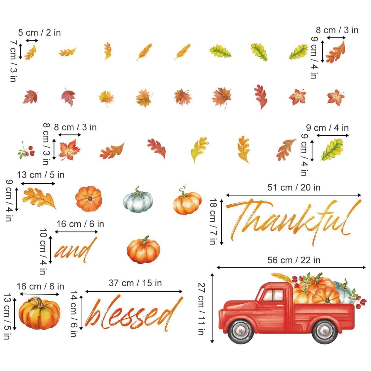 Maple Leaves Pumpkin Wall Decals