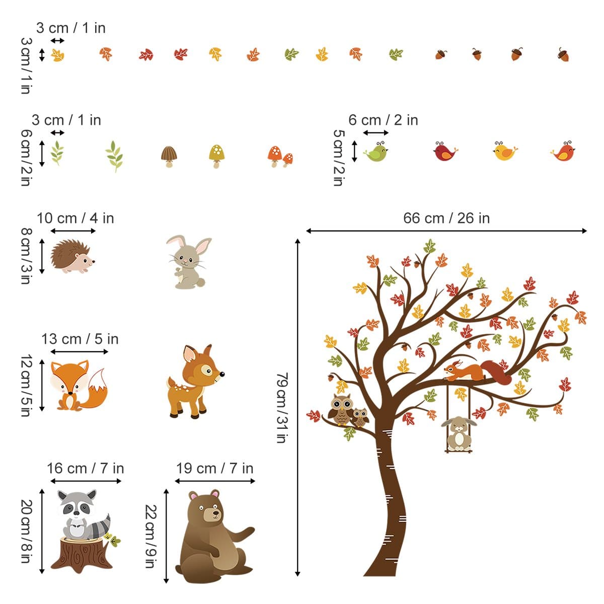 Tree and Woodland Animals Wall Decals