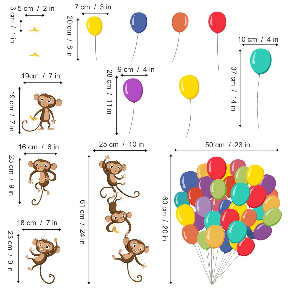 Balloons Monkey Wall Decals