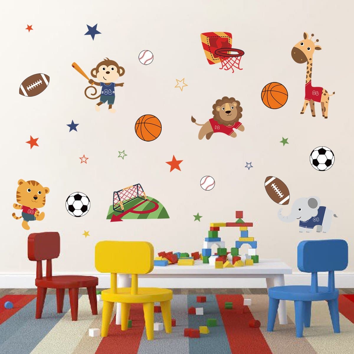 Monkey Giraffe Playground Wall Decals