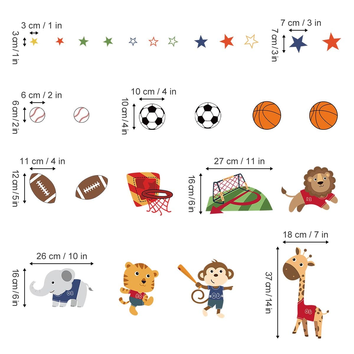 Monkey Giraffe Playground Wall Decals