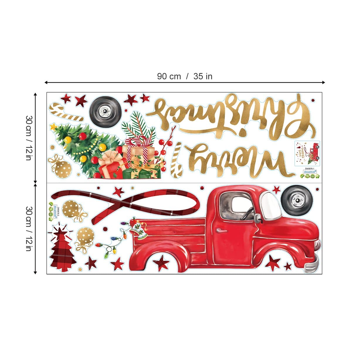 Christmas Red Cars Trees Wall Decals