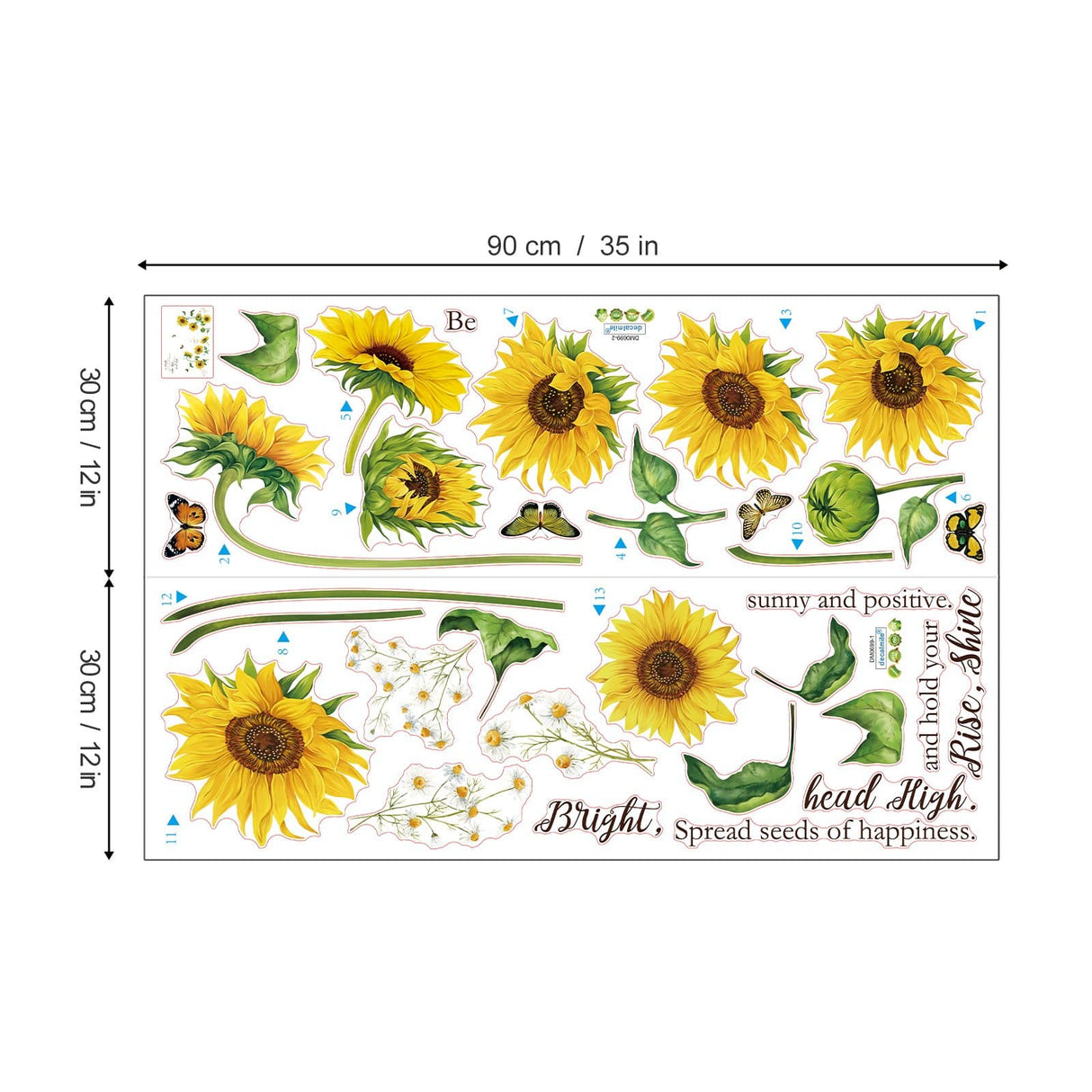 Sunflower Butterfly Wall Decals
