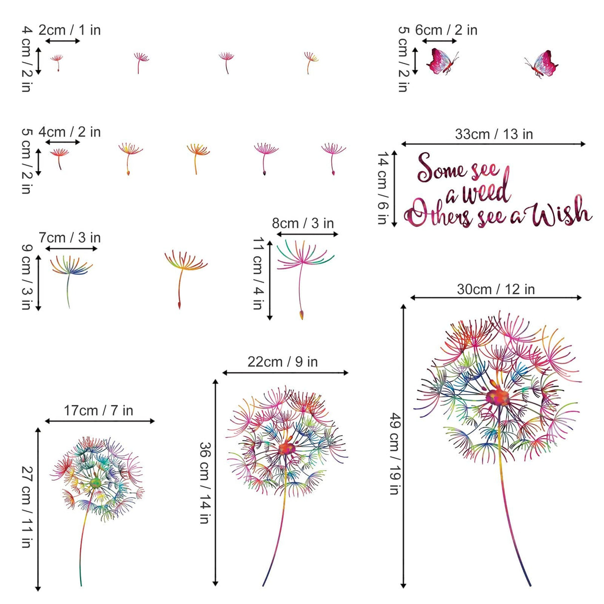 Colorful Dandelion Wall Decals