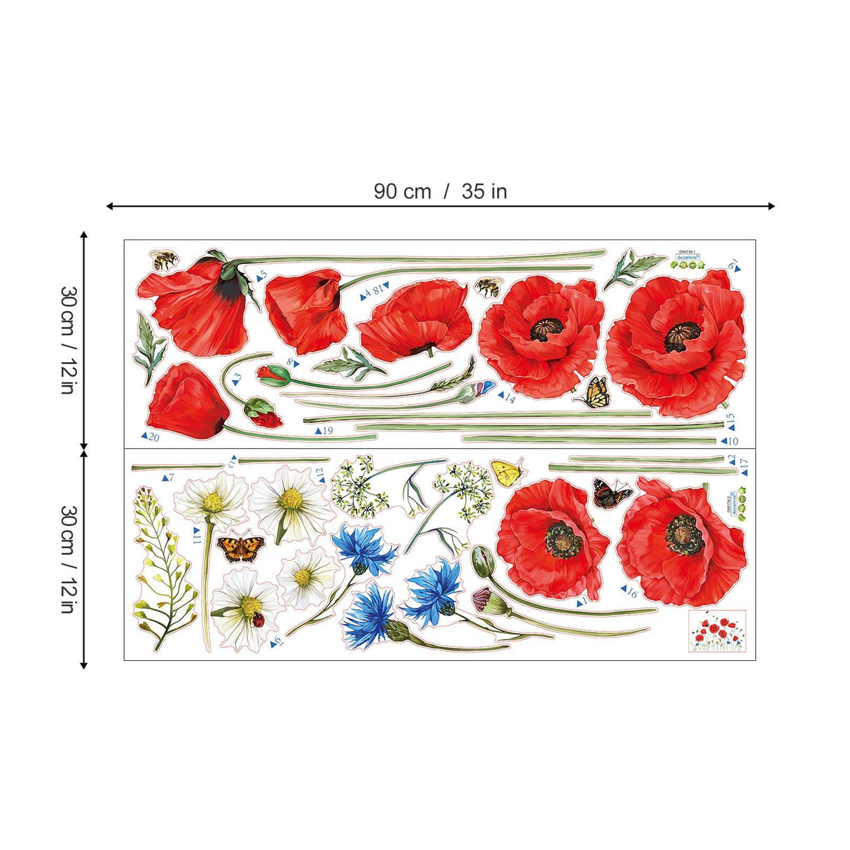 Red Poppy Flower Wall Decals