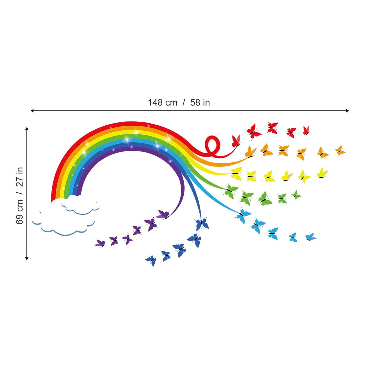Rainbow Butterflies Wall Decals