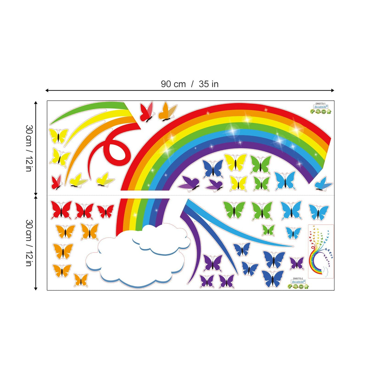 Rainbow Butterflies Wall Decals