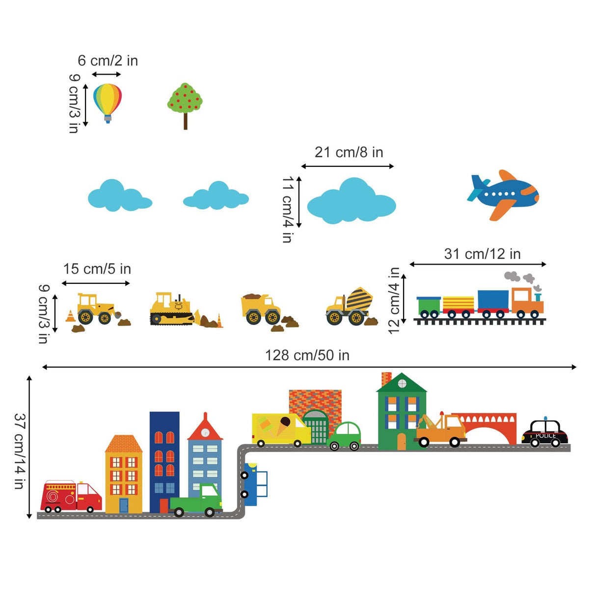 Construction Vehicles Wall Decals
