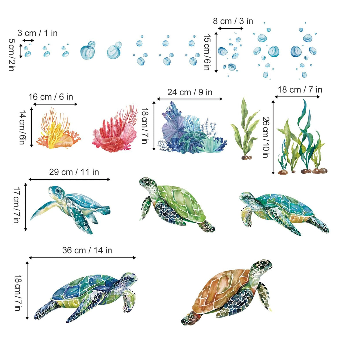 Sea Turtles Seaweed Wall Decals