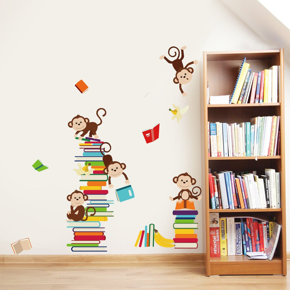 Monkey Reading Books Wall Decals