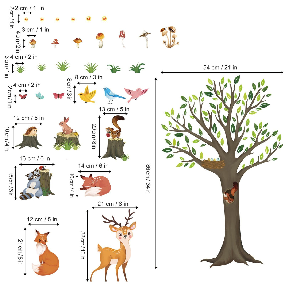 Forest Animal Tree Wall Decals