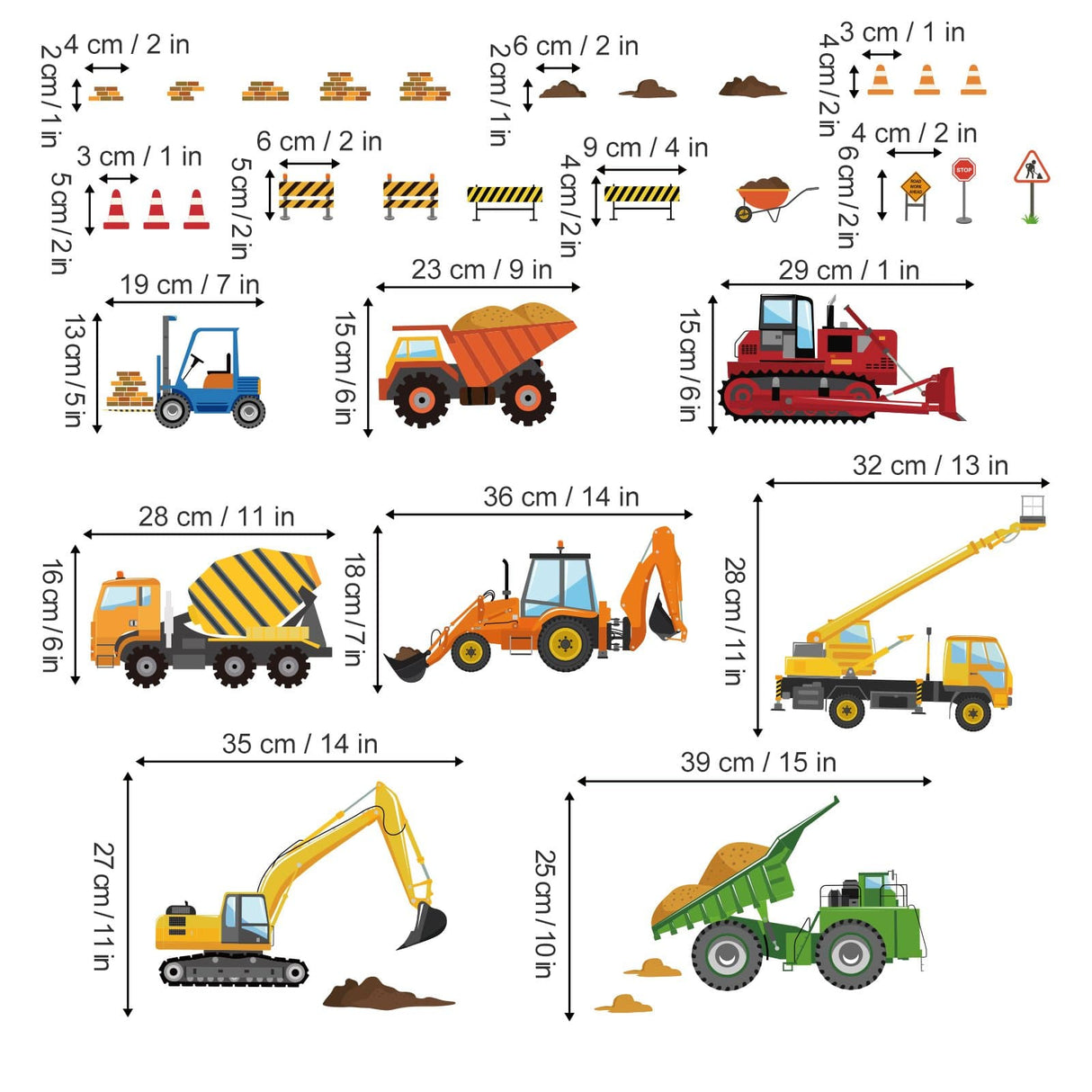 Construction Vehicles Wall Decals