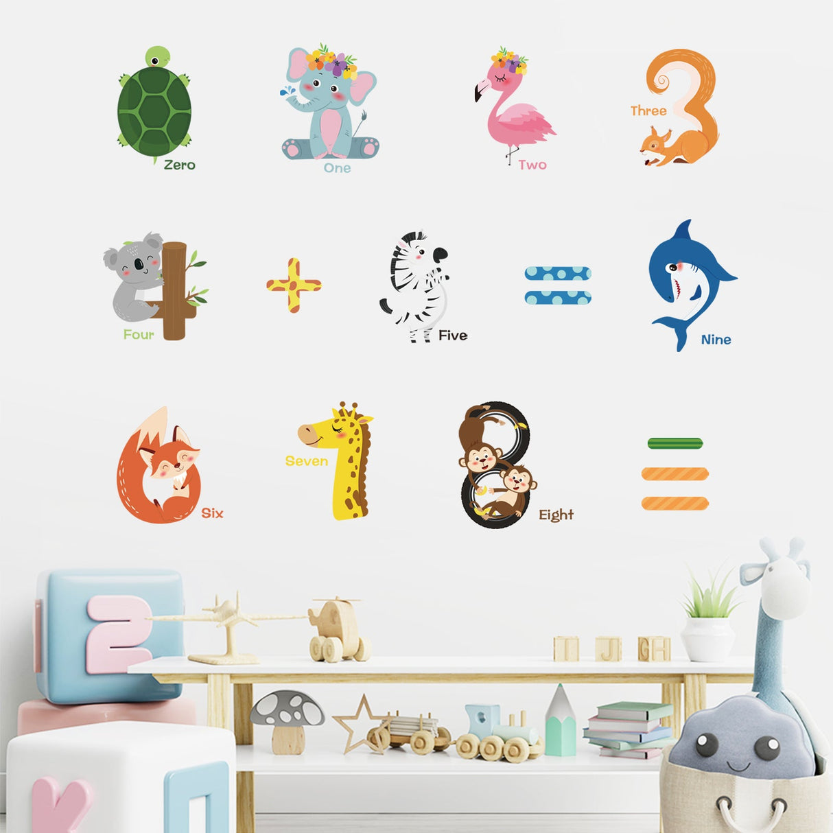 Number Animals Wall Decals