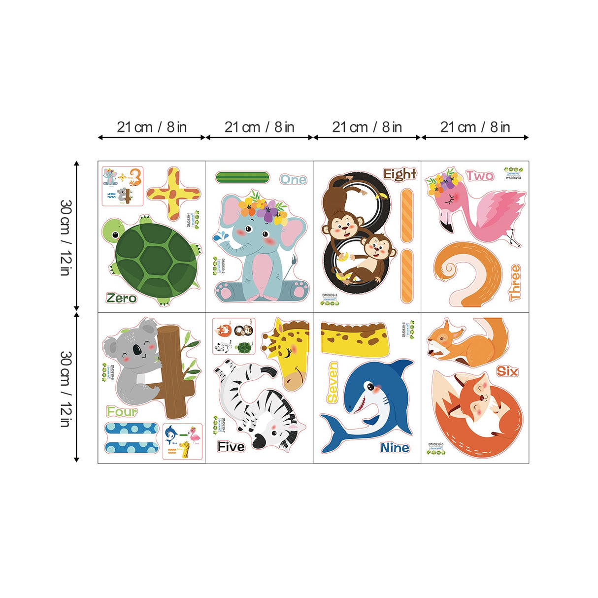 Number Animals Wall Decals
