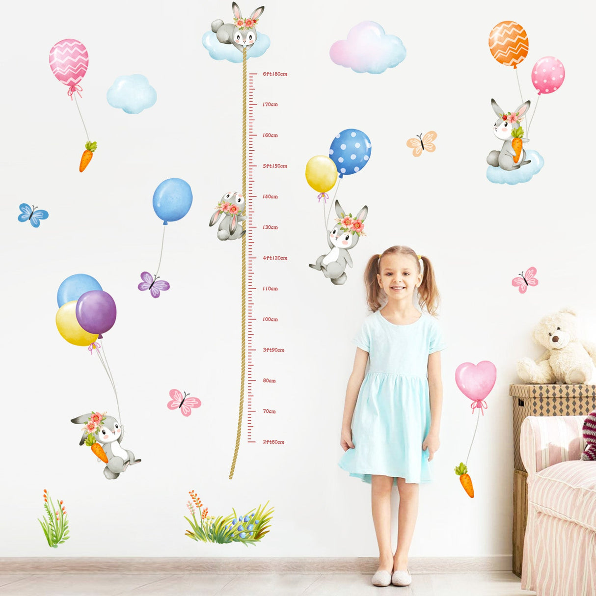 Height Chart Bunny Wall Decals