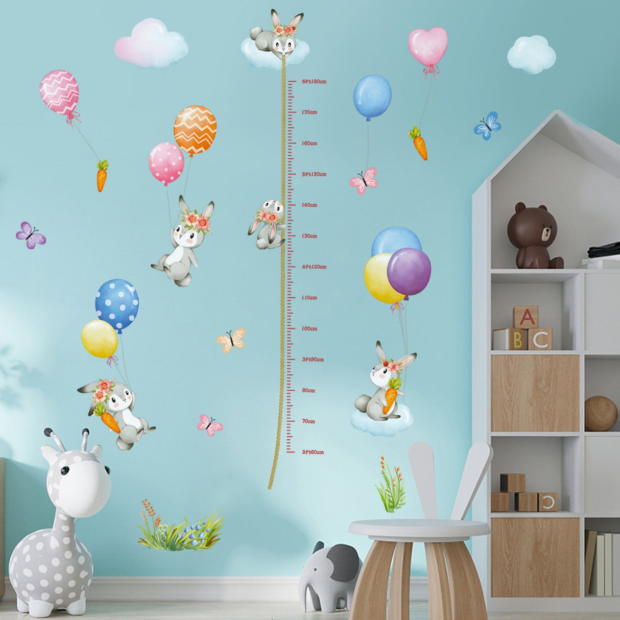 Height Chart Bunny Wall Decals