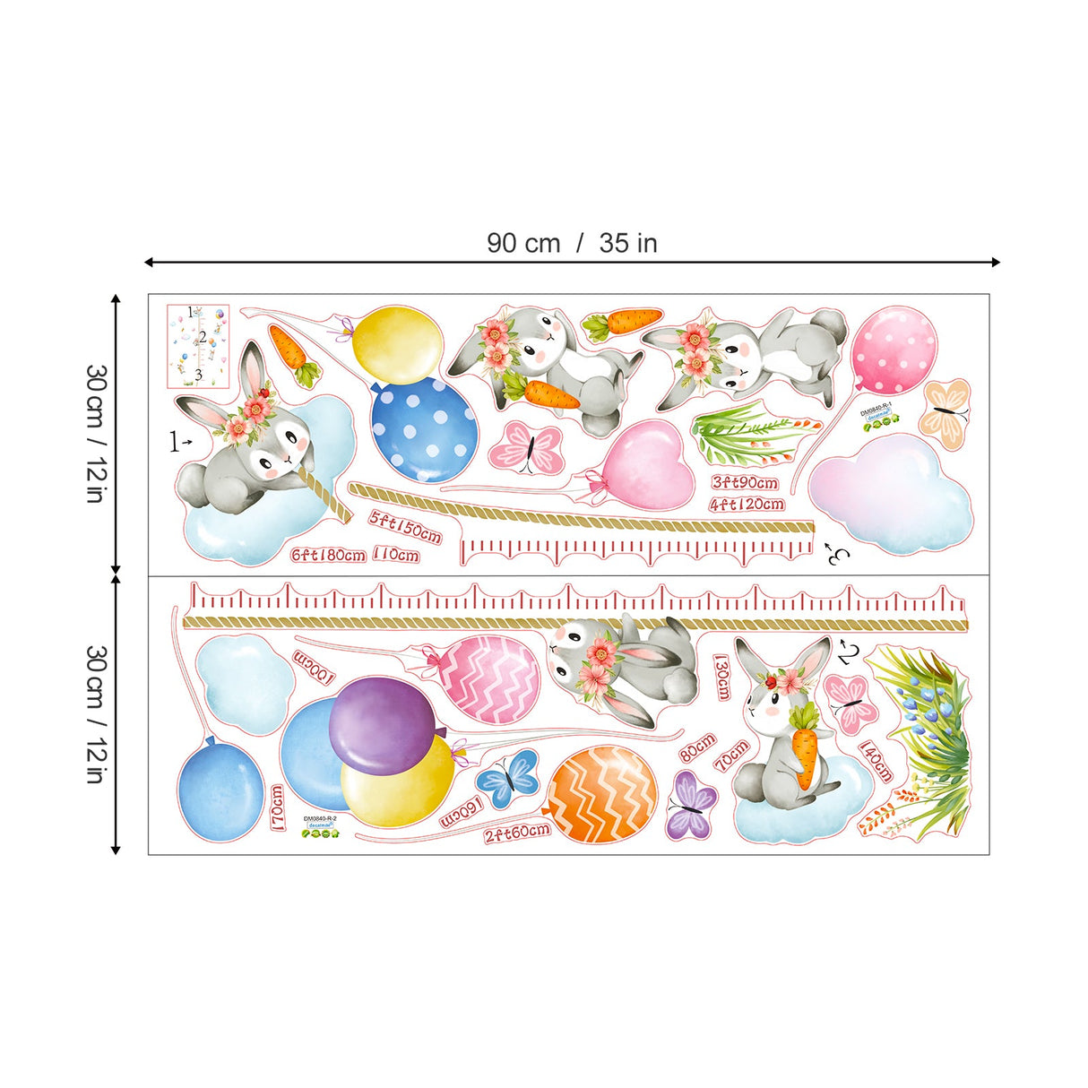 Height Chart Bunny Wall Decals
