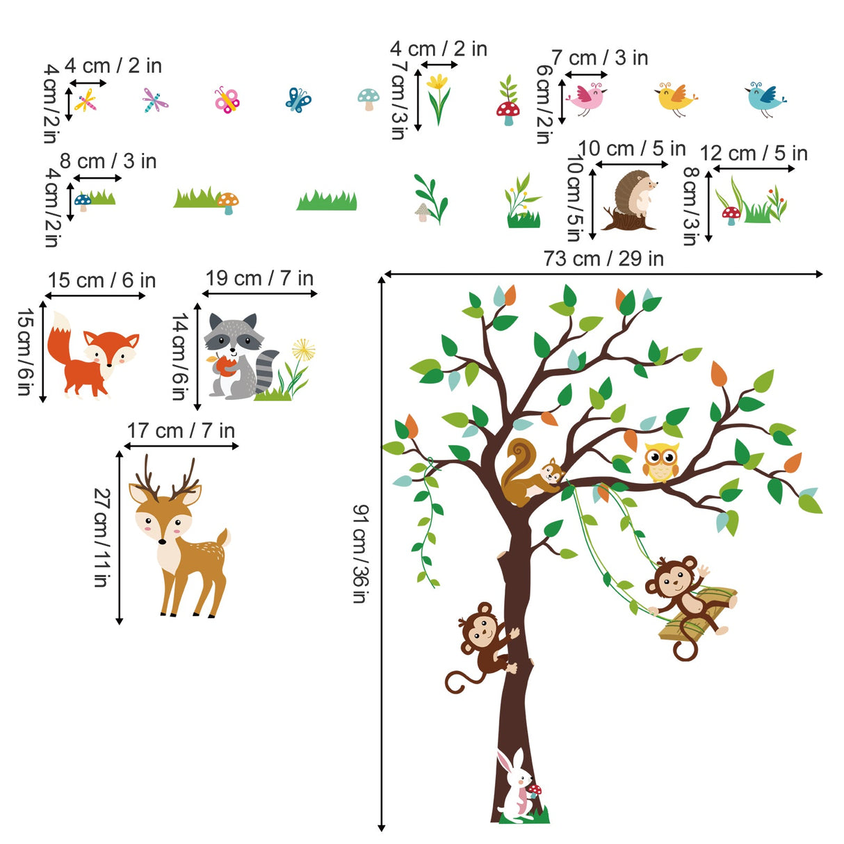 Forest Animals Tree Wall Decals