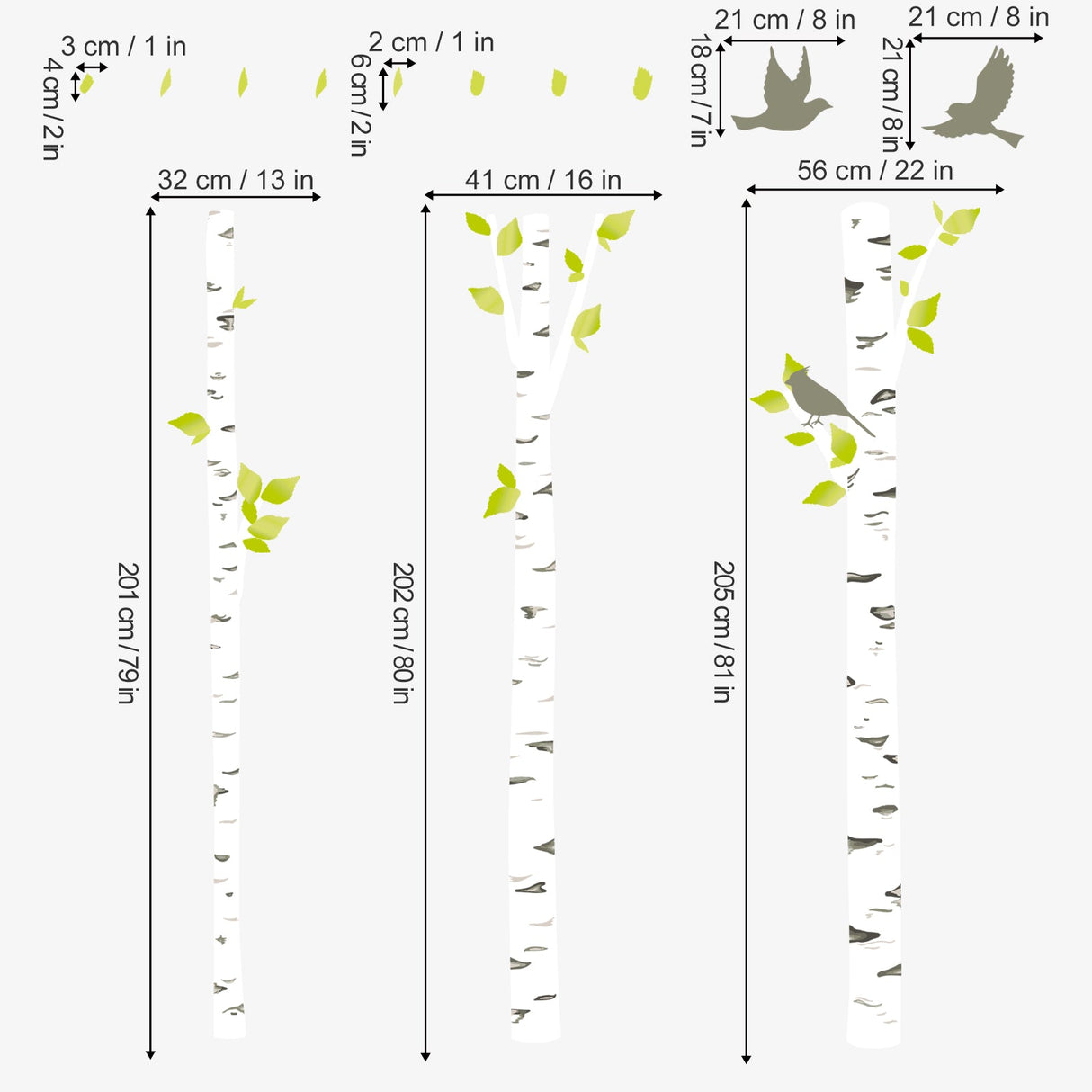 Large Birch Trees Wall Decals