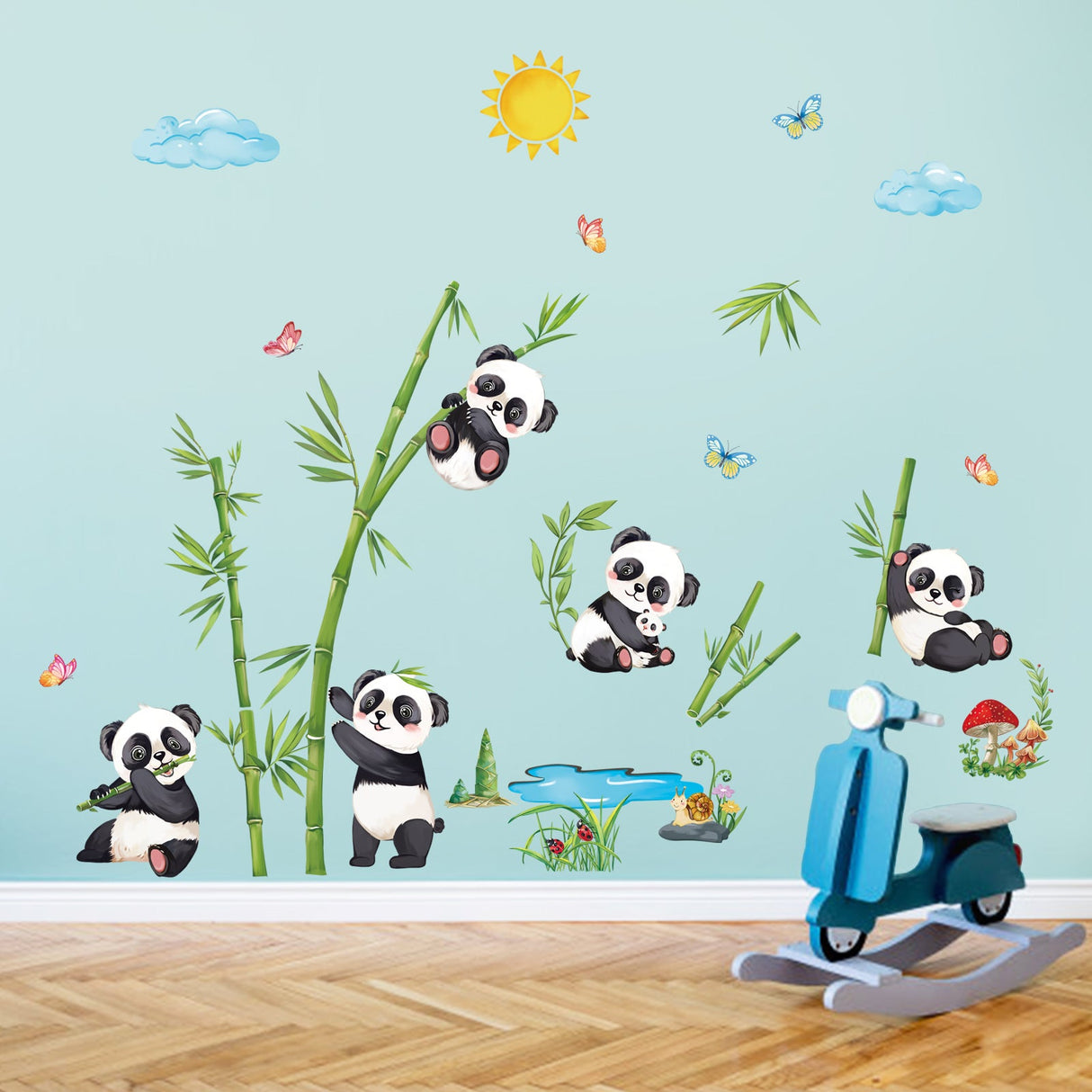 Panda and Bamboo Wall Decals