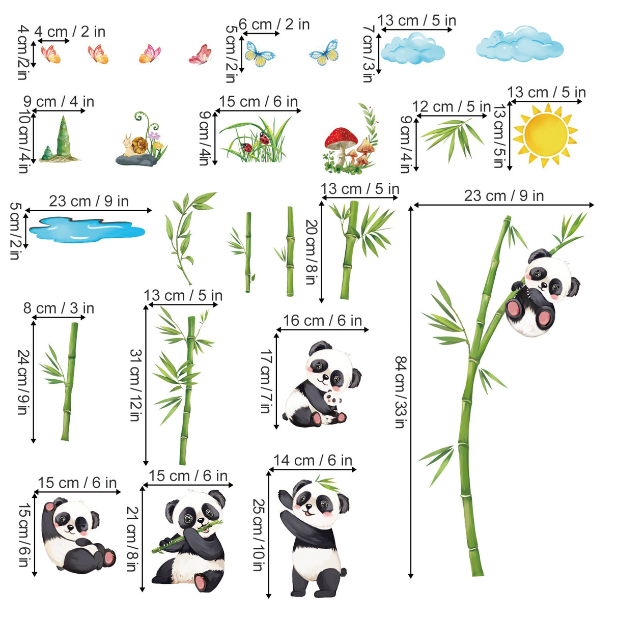 Panda and Bamboo Wall Decals