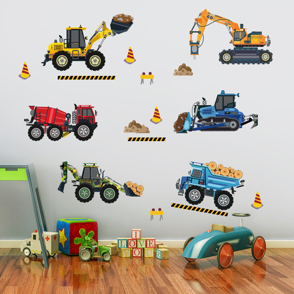 Construction Vehicles Wall Decals