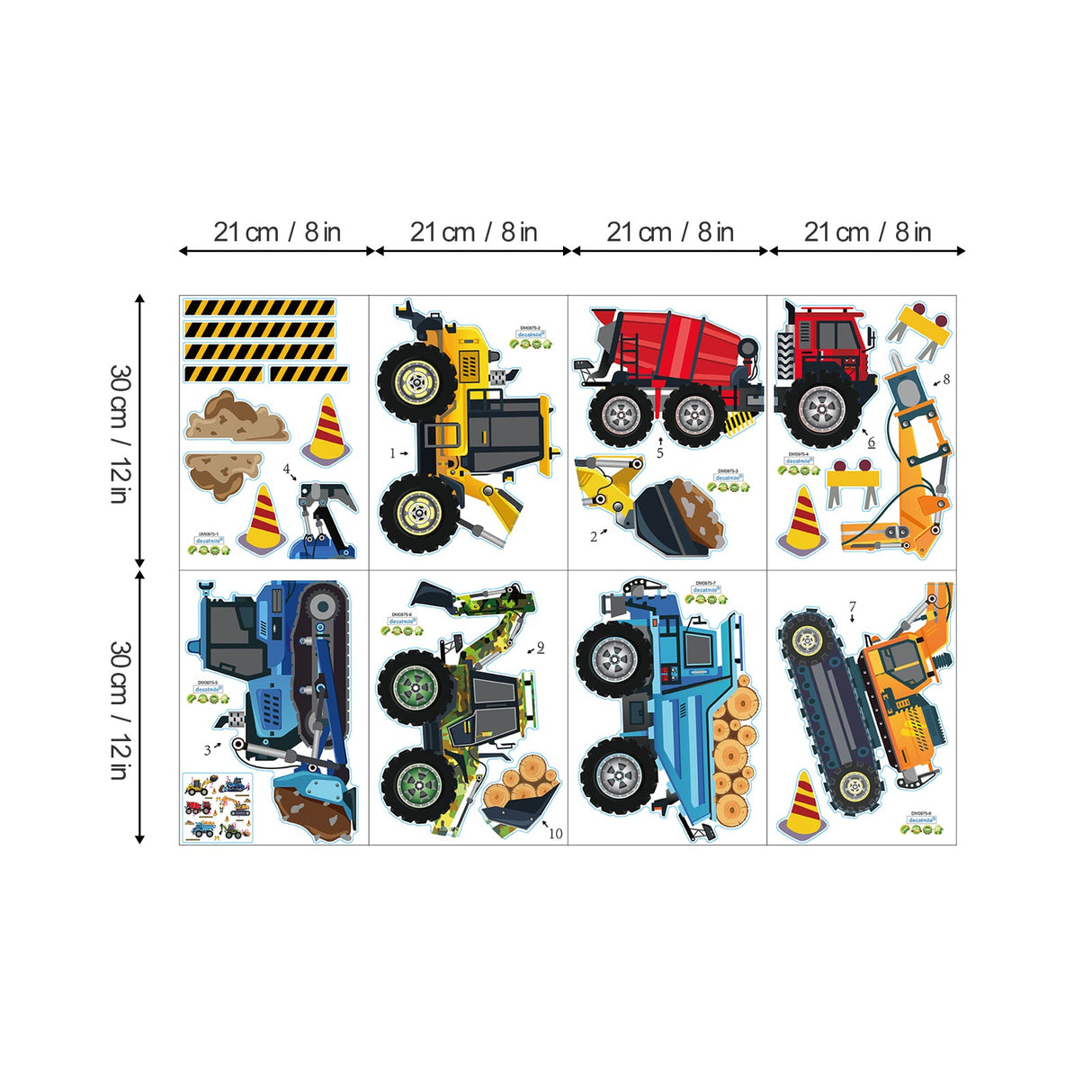 Construction Vehicles Wall Decals