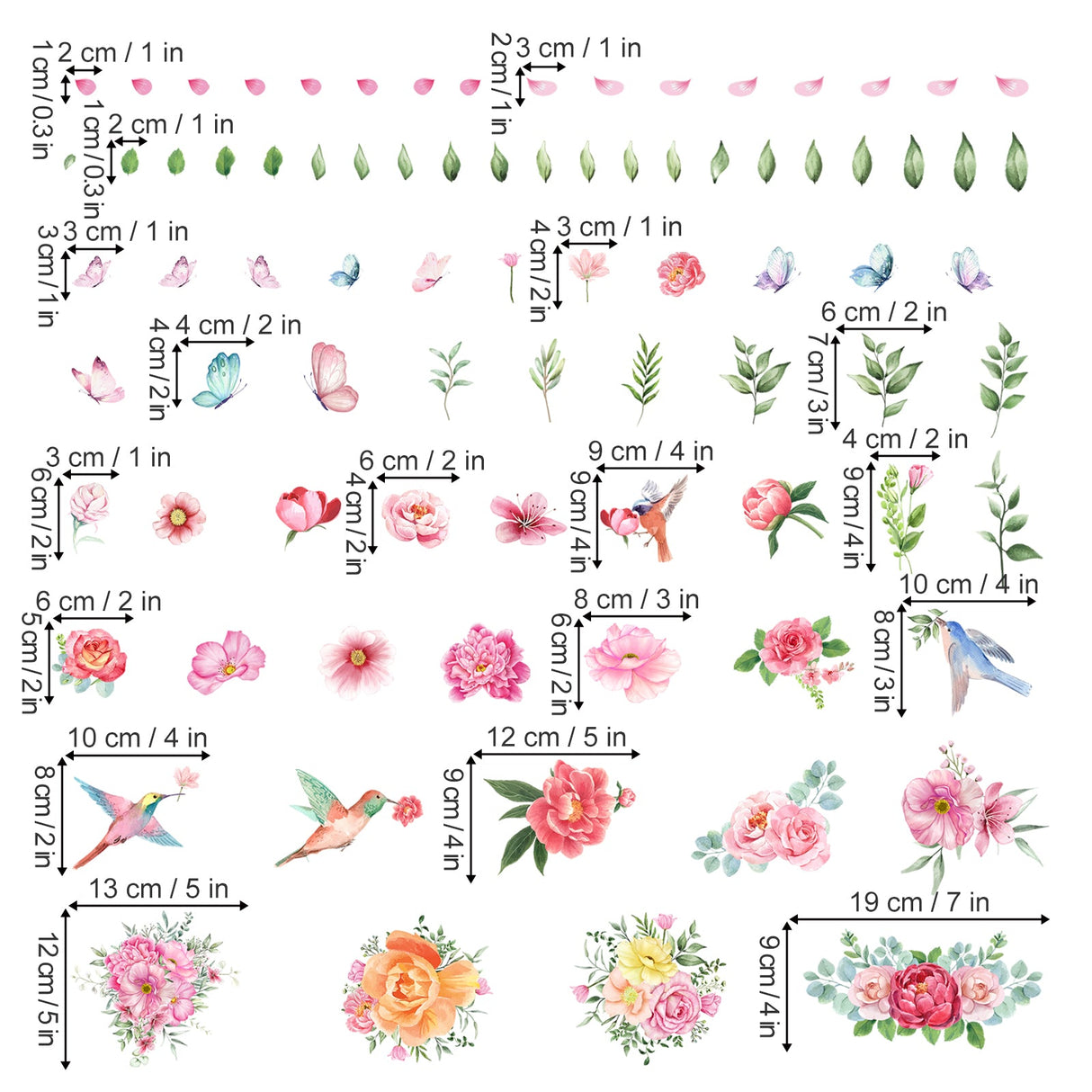 Spring Flower Birds Window Decals