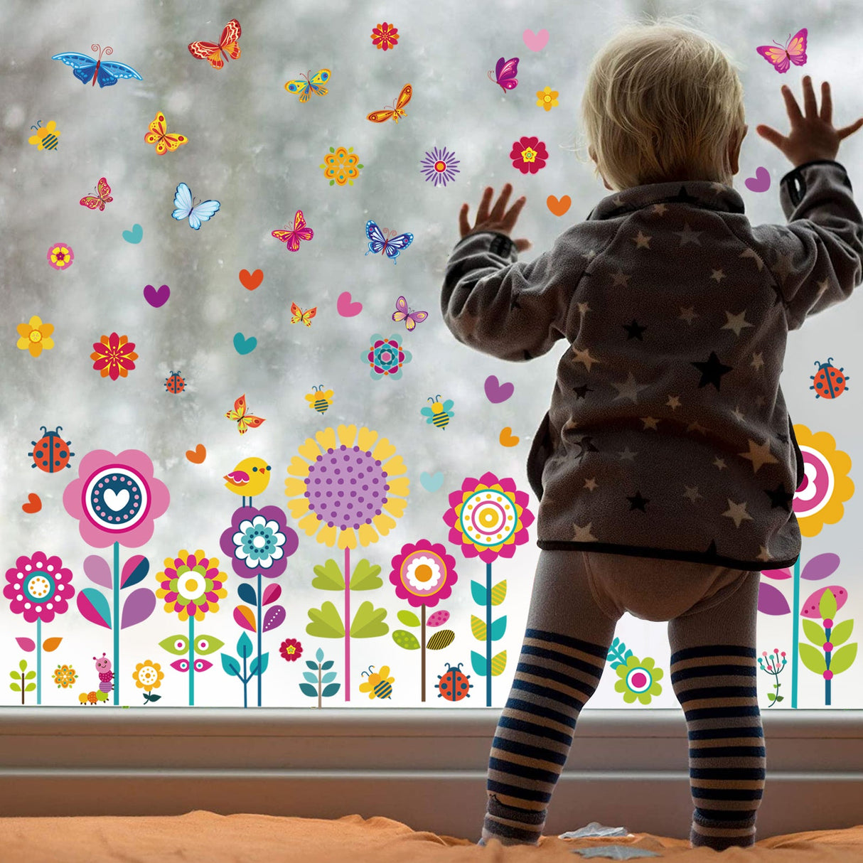 Summer Flower Butterfly Window Decals