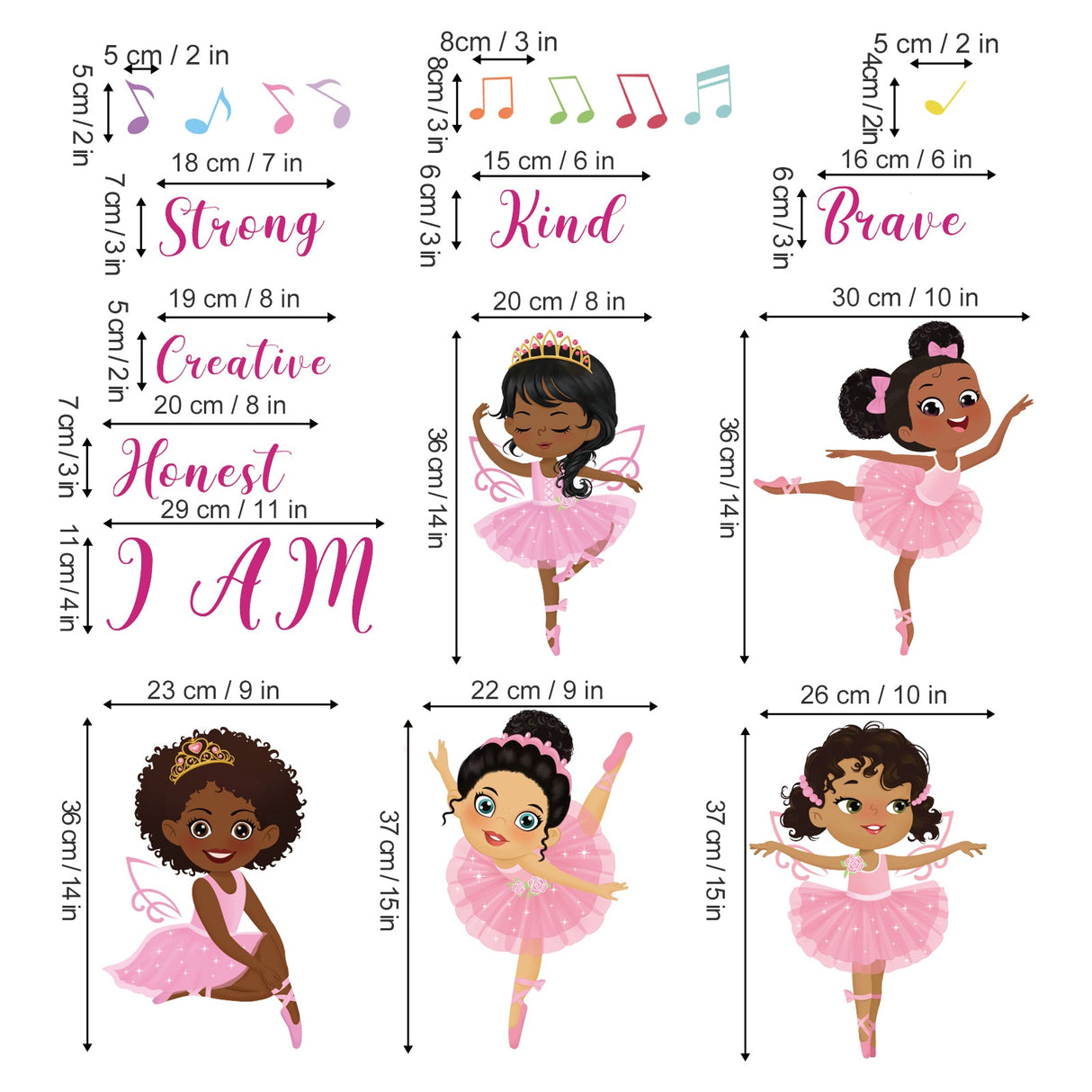 Black Girl Ballerina Wall Decals