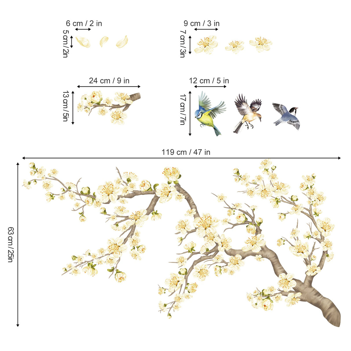 Flower Branch Wall Decals