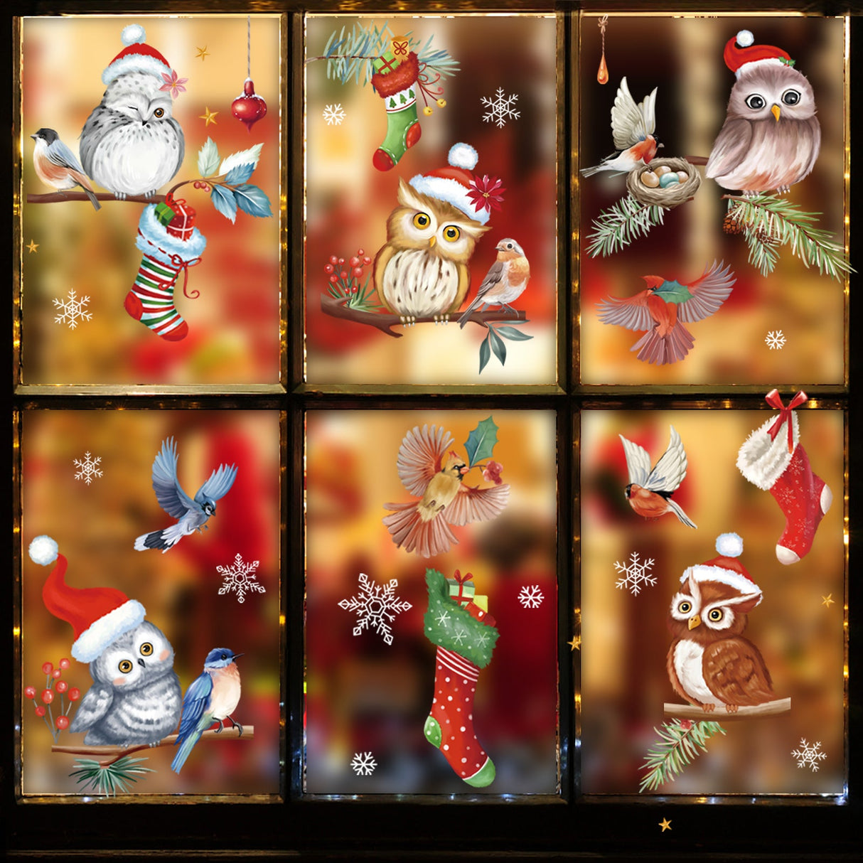 Christmas Owl Window Decals