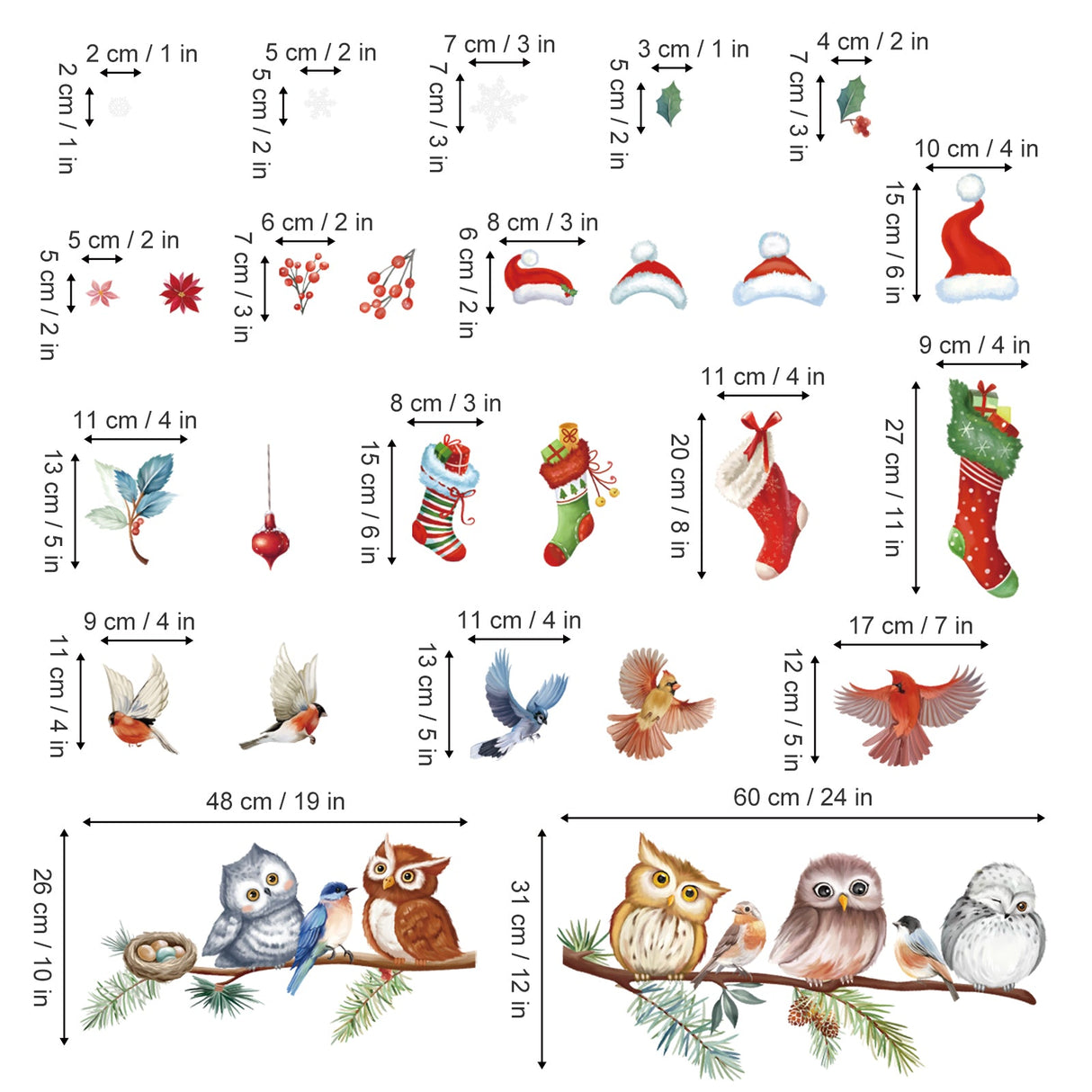 Christmas Owl Window Decals