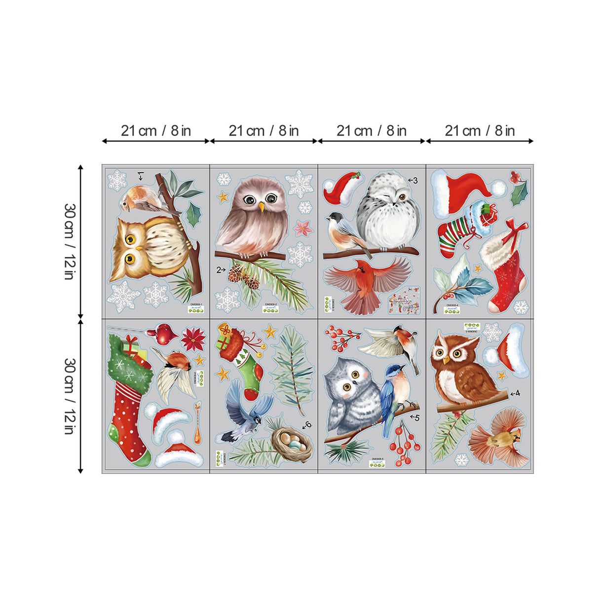 Christmas Owl Window Decals