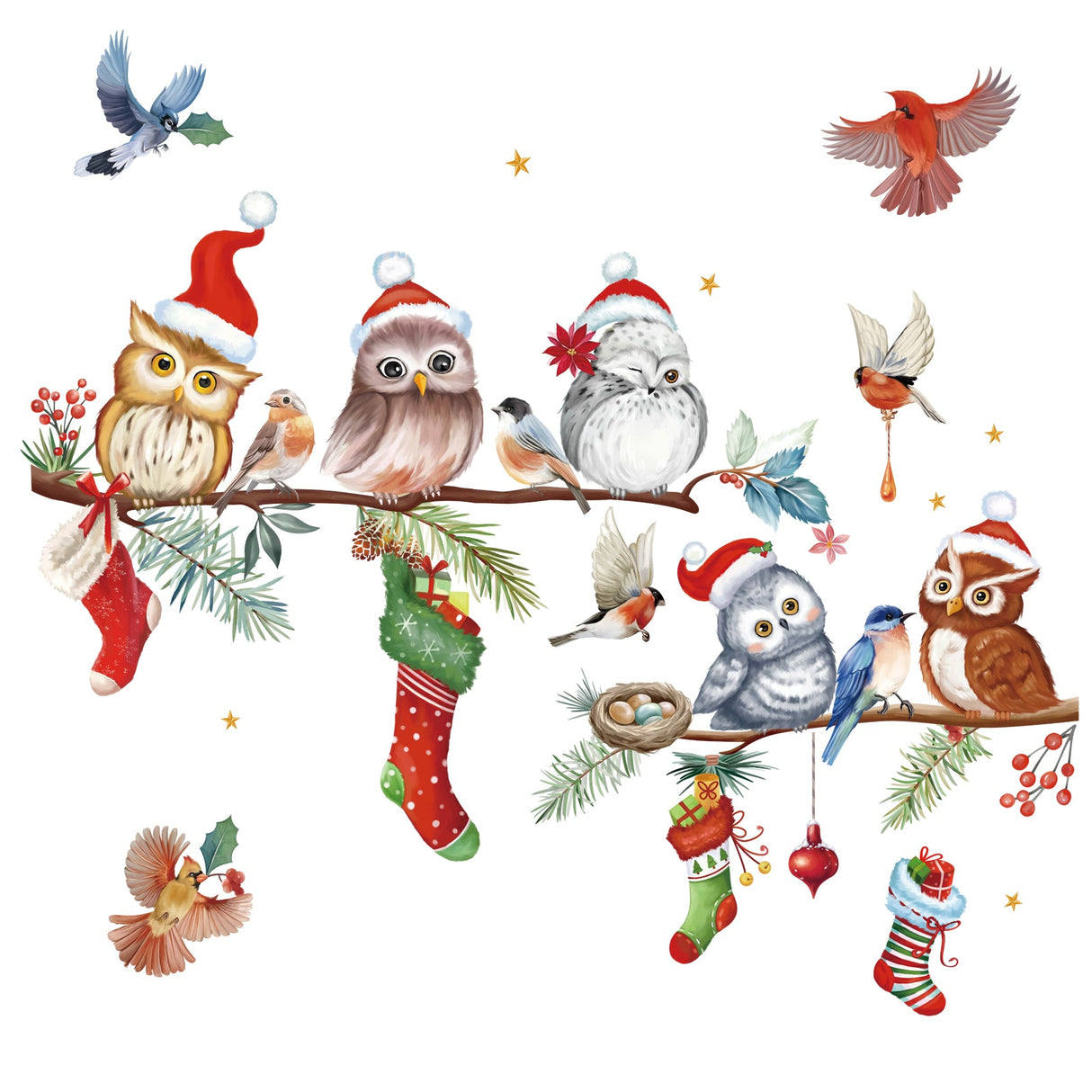 Christmas Owl Window Decals