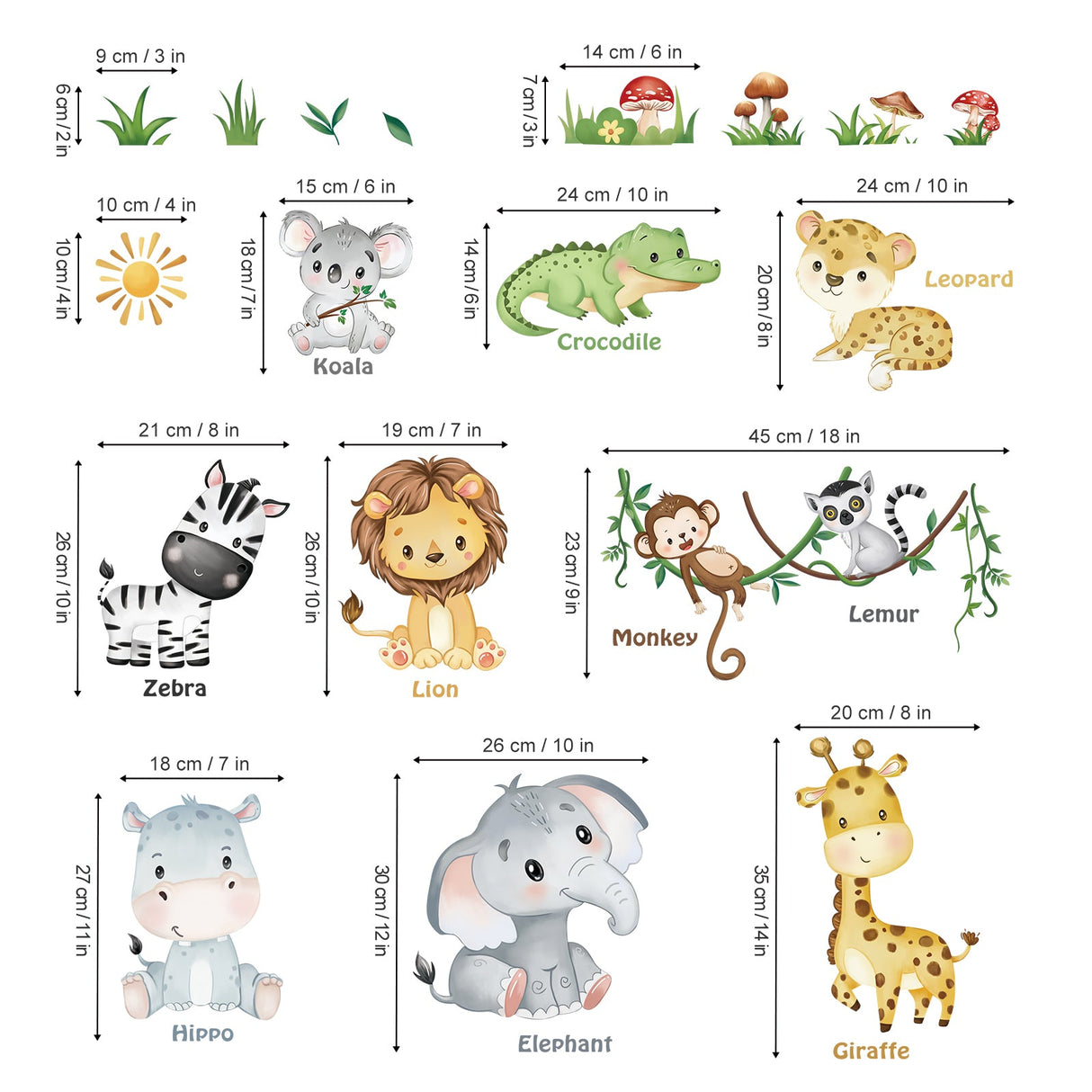 Jungle Animals Wall Decals