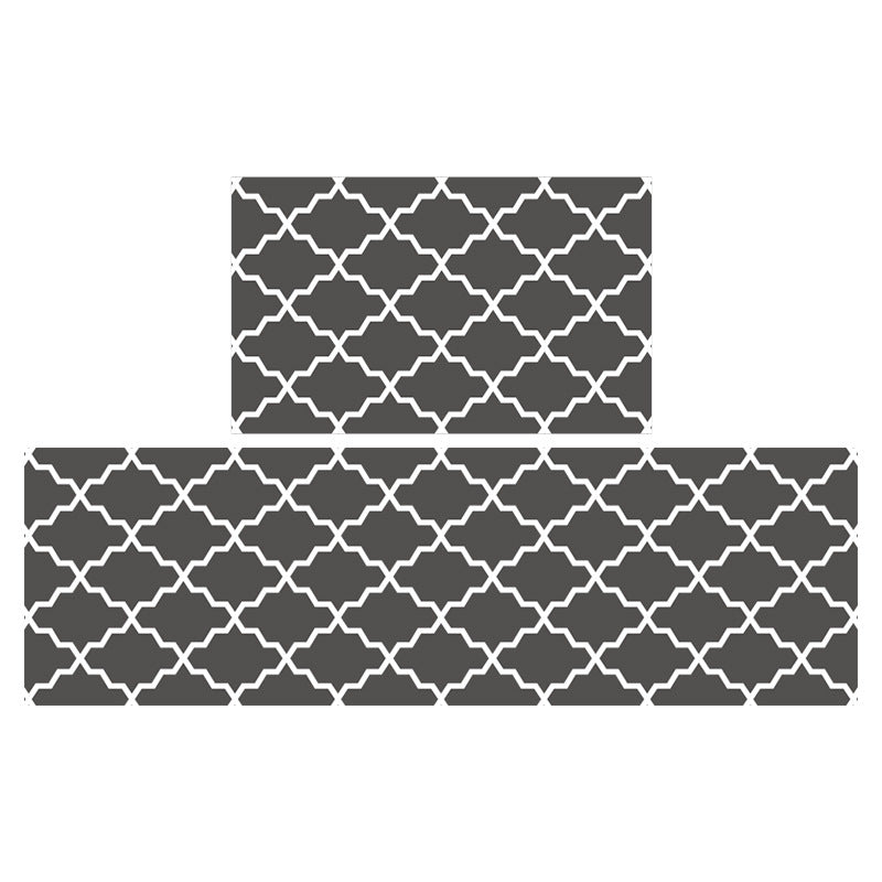 Feblilac Grey/Red/Blue/Brown Water Wave Geometric Pattern PVC Leather Kitchen Mat