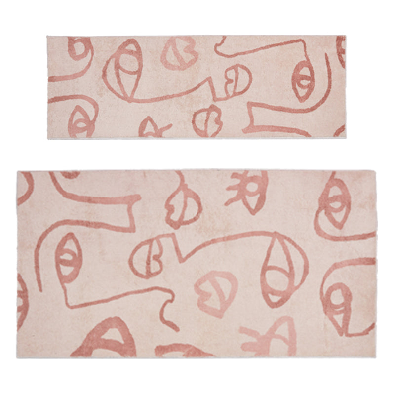 Feblilac Abstract Pink Geometric and Line Faces Creative Bedroom Mat, Soft Plush Water-Absorbent Multiple Sized Anti Slip Toilet Mat, Soft Thick Bathroom Carpet, Art Bathroom Mats, Best Bath Rugs, Hot Shower Mat Non Slip, Toilet Rug for Bath