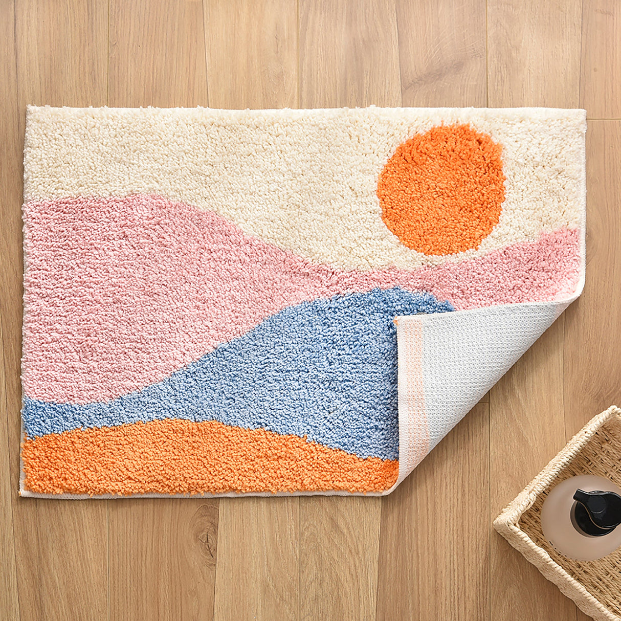 Feblilac Pink Mountain Bath Mat, 15.7"x23.6" Non Slip Bathmat, Colorful Bathroom Rugs, Anti Slip Toilet Mat, Soft Thick Bathroom Carpet, Art Bathroom Mats, Best Bath Rugs, Hot Shower Mat Non Slip, Toilet Rug