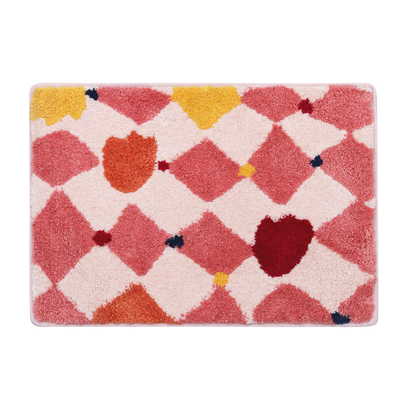 Lovely Pink Checkerboard Bath Mat