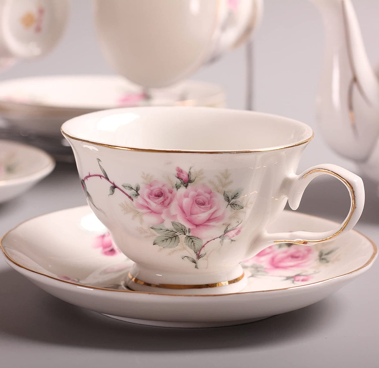 European Camellia Ceramic Tea Set