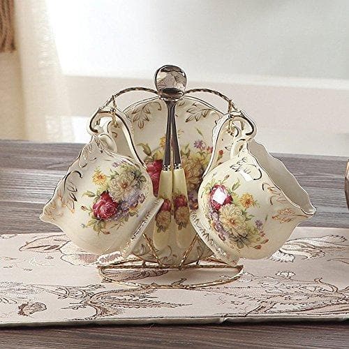 European Rose Ivory Porcelain Tea Set