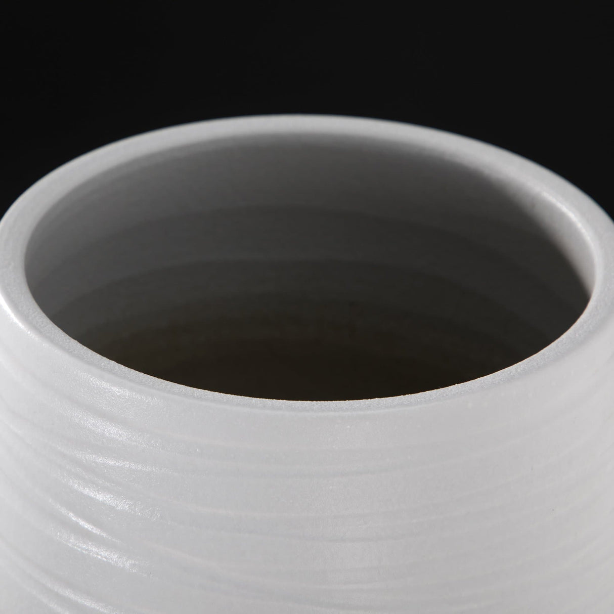 White Stripe Tall Ceramic Floor Vase