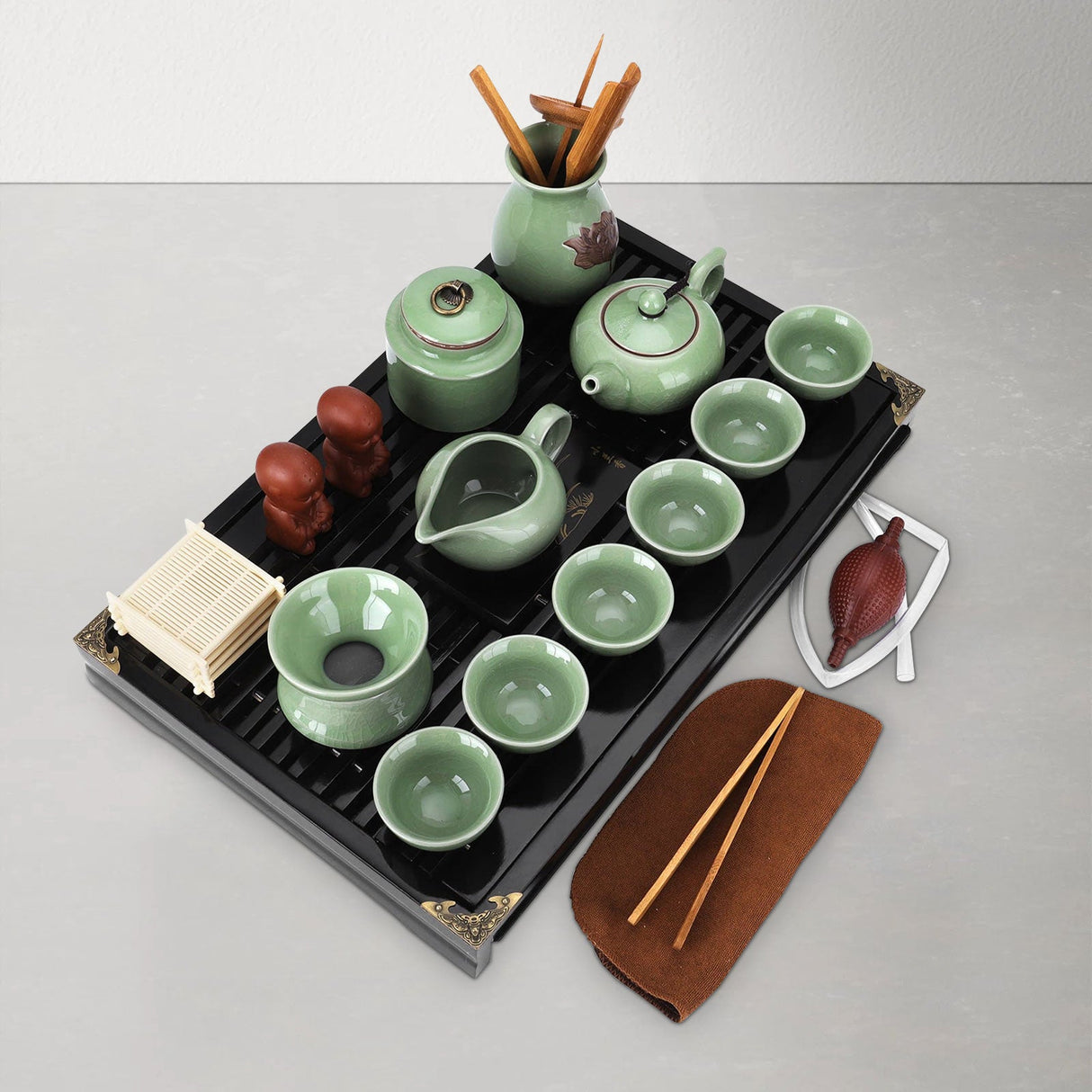 Green Chinese Ceramic Tea Set