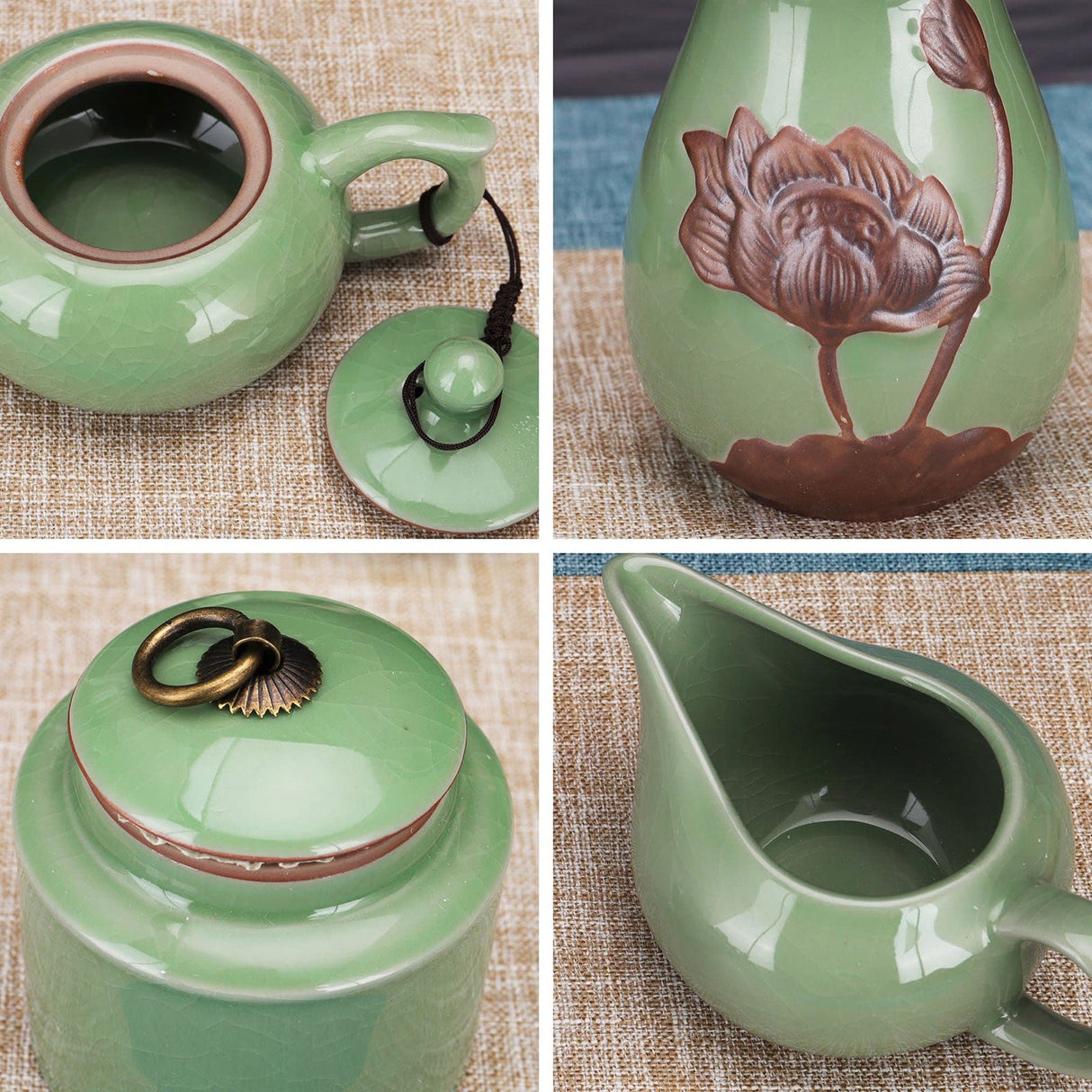 Green Chinese Ceramic Tea Set