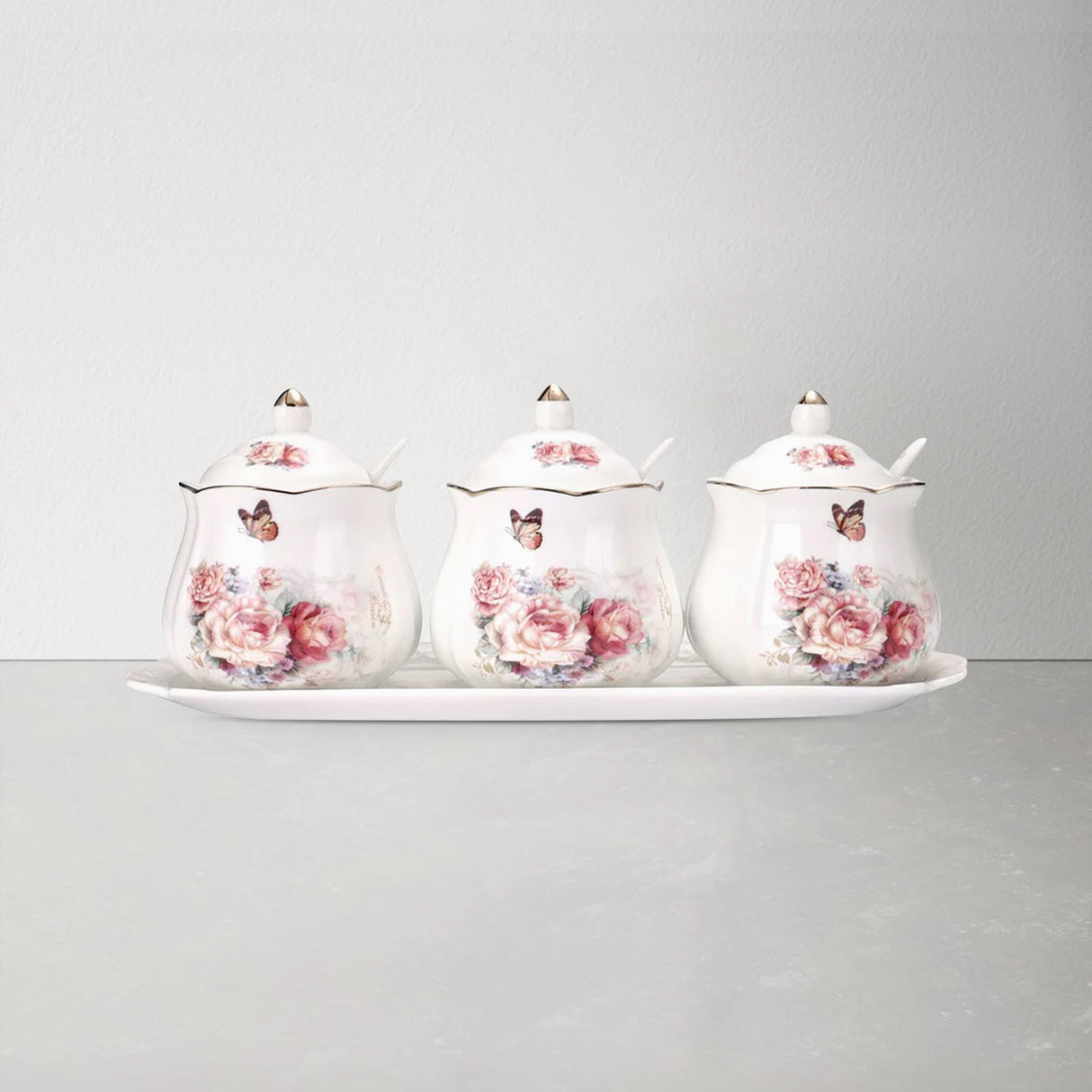 Flower Ceramic Seasoning Box Set