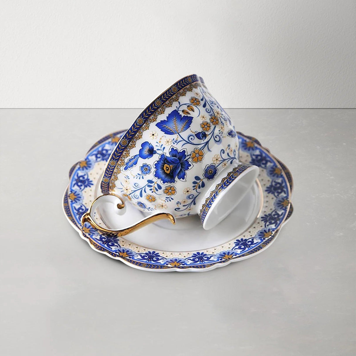 Vintage Flowers Bone Coffee Cup