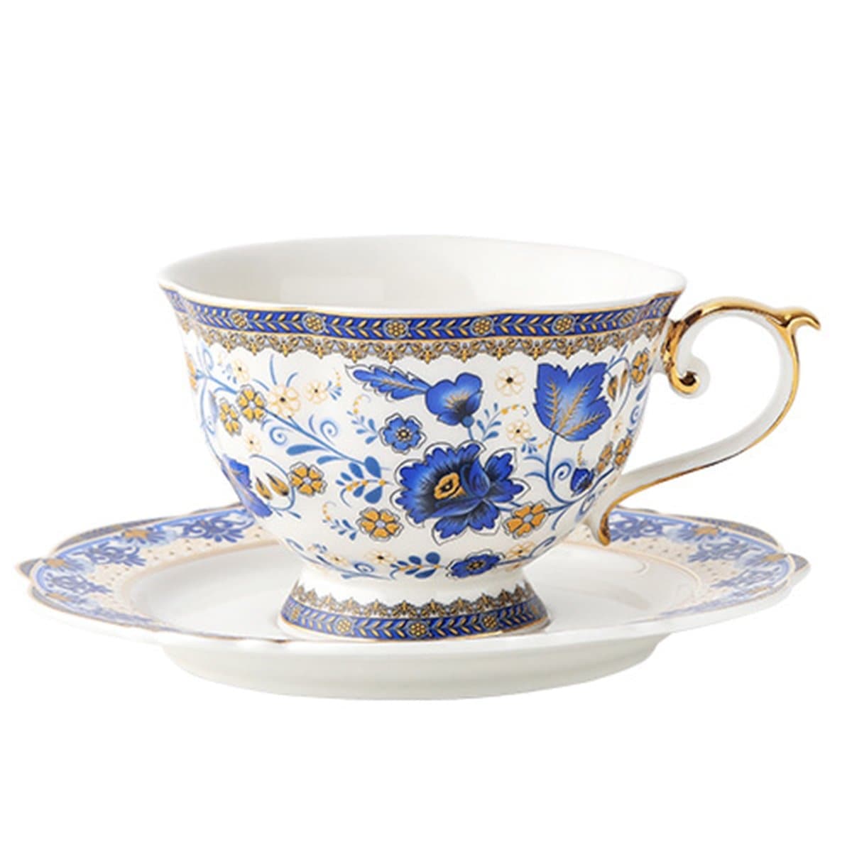 Vintage Flowers Bone Coffee Cup